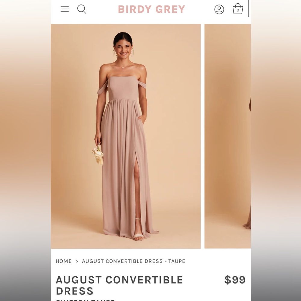 Birdie Grey tan bridesmaid dress, August convertible dress! Size medium